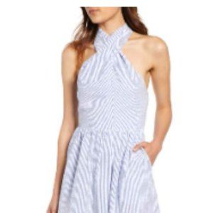 J. Crew Seersucker Sarong  Tie-Neck Knee-Length Dress Size 00 New With Tags NWT